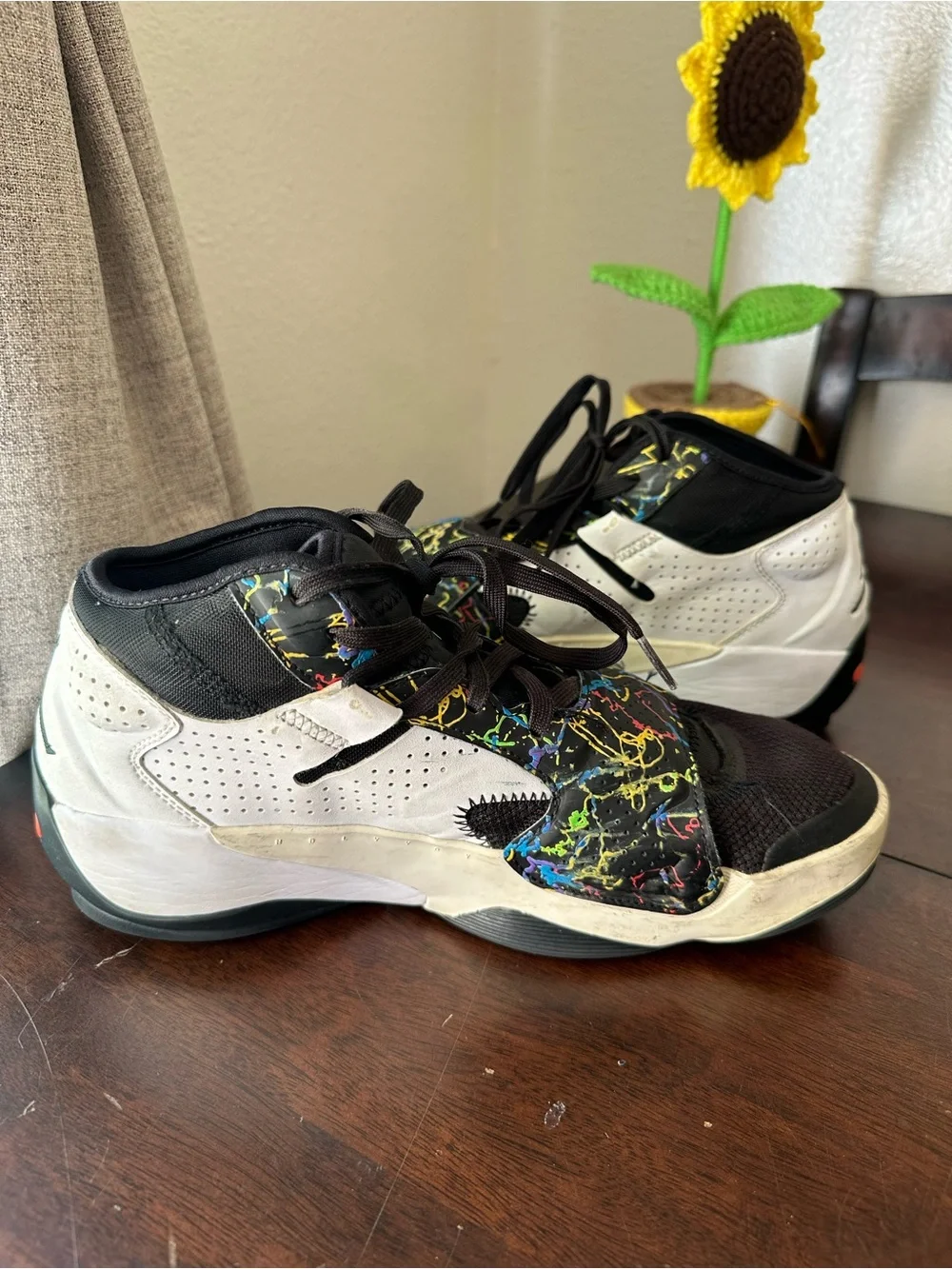 Jordan Black Sneakers with Neon Multicolor Splatter